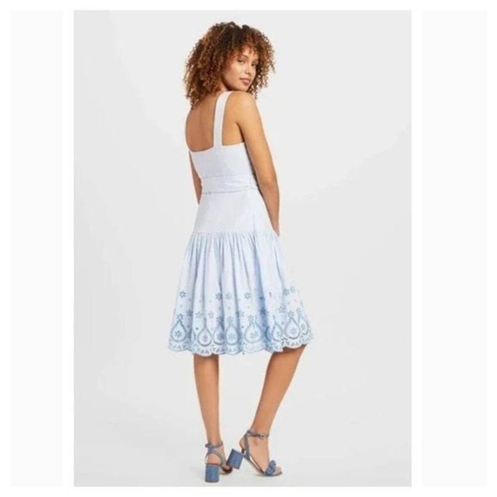 Draper James Women’s Blue White 100% Cotton Eyelet Embroidered Dress Size 6
